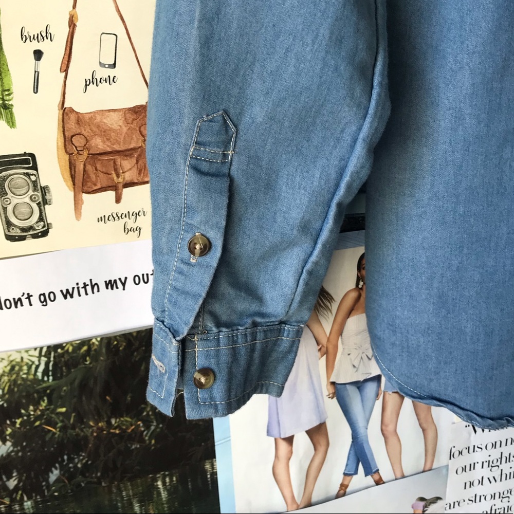 Chambray Embroidered Button-Down - image 5